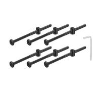 sourcing map 15Pcs Hex Socket Head Screws Bolts Barrel Nuts, M6 x 110mm Socket Furniture Bed Bolt Barrel Nuts with Wrench for Chairs Cots, Black