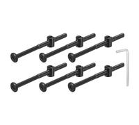 sourcing map 15Pcs Hex Socket Head Screws Bolts Barrel Nuts, M6 x 90mm Socket Furniture Bed Bolt Barrel Nuts with Wrench for Chairs Cots, Black