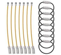 sourcing map 15pcs Keychain Loop, 3.15 Inch Stainless Steel Wire Rings Key Ring Loop Holder Wire Keychain Cable for Hanging Luggage Tag Keys ID Tag, Black/Gold