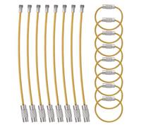 sourcing map 15pcs Keychain Loop, 3.15 Inch Stainless Steel Wire Rings Key Ring Loop Holder Wire Keychain Cable for Hanging Luggage Tag Keys ID Tag, Gold
