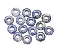 sourcing map 15pcs Large Hole Stone Beads 5x10mm Flat Round Natural Stone Loose Beads with 4mm Hole for Bracelet Necklace DIY Crafts Hair Accessory Making Blue White