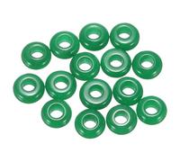 sourcing map 15pcs Large Hole Stone Beads 5x10mm Flat Round Natural Stone Loose Beads with 4mm Hole for Bracelet Necklace DIY Crafts Hair Accessory Making Grass Green