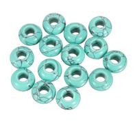 sourcing map 15pcs Large Hole Stone Beads 8x14mm Flat Round Natural Stone Loose Beads with 6mm Large Hole for Bracelet Necklace DIY Crafts Accessory Making, Green Blue