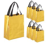 sourcing map 15Pcs Laser Gift Bags with Handles Bulk, 3.9" x 7.9" x 10.2" Non-woven Party Favor Bags with Glossy Finish Reusable Gift Bags for Birthday Party, Wedding, Christmas, Holiday, Gold