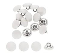 sourcing map 15Pcs Leather Covered Buttons, 11.5mm 18L Round Metal Shank Sewing Buttons Sew on for Clothes Coat Hats, Sofa Decoration, DIY Crafts Making, White
