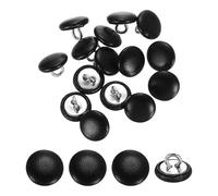 sourcing map 15Pcs Leather Covered Buttons, 11.5mm 18L Round Metal Shank Sewing Buttons Sew on for Clothes Coat Hats, Sofa Decoration, DIY Crafts Making, Black