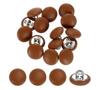 sourcing map 15Pcs Leather Covered Buttons, 12.5mm 20L Round Metal Shank Sewing Buttons Sew on for Clothes Coat Hats, Sofa Decoration, DIY Crafts Making, Light Brown