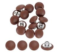 sourcing map 15Pcs Leather Covered Buttons, 12.5mm 20L Round Metal Shank Sewing Buttons Sew on for Clothes Coat Hats, Sofa Decoration, DIY Crafts Making, Brown
