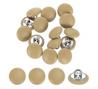 sourcing map 15Pcs Leather Covered Buttons, 12.5mm 20L Round Metal Shank Sewing Buttons Sew on for Clothes Coat Hats, Sofa Decoration, DIY Crafts Making, Khaki