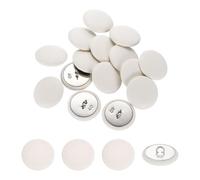 sourcing map 15Pcs Leather Covered Buttons, 25mm 40L Round Metal Shank Sewing Buttons Sew on for Clothes Coat Hats, Sofa Decoration, DIY Crafts Making, White