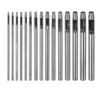 sourcing map 15Pcs Leather Hole Punch Set 0.5mm-6mm Steel Hollow Round Hole Punch Set Leather Hole Punch Cutter for Belts, Watch Band, Paper, Plastic, Leather Crafting
