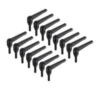 sourcing map 15pcs Lever Adjustable Handles M6 x 20mm Metric Male Thread, Level Clamping Handle Hand Stud Knobs Rotating Screw Handles Bolts with Locking Lever, Black
