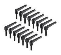sourcing map 15pcs Lever Adjustable Handles M8 x 32mm Metric Male Thread, Level Clamping Handle Hand Stud Knobs Rotating Screw Handles Bolts with Locking Lever, Black