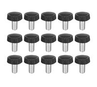 sourcing map 15Pcs M6-1x12mm Threaded Knurled Thumb Screws, Zinc Plated Carbon Steel Clamping Knobs Grip Plastic Round Head Thumbscrews for Quick Remove Screws Clamping Screws, Black