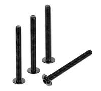 sourcing map 15Pcs M6-1x60mm Flanged Button Head Socket Cap Screws, 304 Stainless Steel Socket Drive Fasteners Bolts, Fully Thread Machine Screws, Black