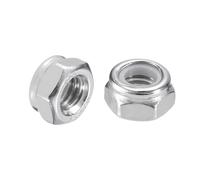sourcing map 15Pcs M6 x 1 Nylon Insert Hex Lock Nuts, 304 Stainless Steel Self-Locking Nylon Insert Stop Nut for Industrial Construction Fasteners, Silver&White