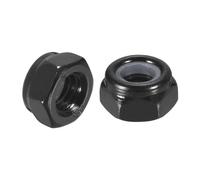 sourcing map 15Pcs M6 x 1 Nylon Insert Hex Lock Nuts, Carbon Steel Self-Locking Nylon Insert Stop Nut for Industrial Construction Fasteners, Black&Black