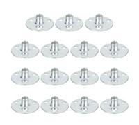 sourcing map 15Pcs M6x27x10mm Brad Hole Tee Nuts Manganese Steel 3-Hole Round Base Plate Nut White Zinc Plated Female Thread Insert Nuts for Wood Furniture