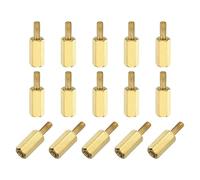 sourcing map 15Pcs Male to Female Thread Spacer Screws, M2.5 x 10mm + 6mm Brass Hex Standoff Screws PCB Motherboard for Drone Quadcopter, Computer and Circuit Board