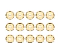 sourcing map 15pcs Metal Button 18mm (0.71") 4 Holes Alloy Round Buttons Craft Sewing Accessories for Clothing DIY Crafts Decoration, Gold