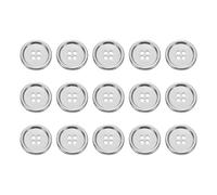 sourcing map 15pcs Metal Button 23mm (0.91") 4 Holes Alloy Round Buttons Craft Sewing Accessories for Clothing DIY Crafts Decoration, White