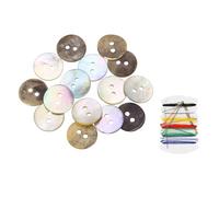 sourcing map 15Pcs Natural Shell Button, 2 Hole 15mm Mother of Pearl Buttons with Sewing Thread Kit for Shirt Coats Suits Jacket Jeans Skirts DIY Sewing Crafts, Brown/Beige