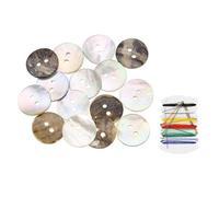 sourcing map 15Pcs Natural Shell Button, 2 Hole 18mm Mother of Pearl Buttons with Sewing Thread Kit for Shirt Coats Suits Jacket Jeans Skirts DIY Sewing Crafts, Brown/Beige