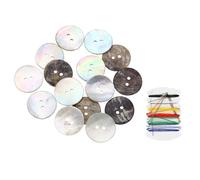 sourcing map 15Pcs Natural Shell Button, 2 Hole 20mm Mother of Pearl Buttons with Sewing Thread Kit for Shirt Coats Suits Jacket Jeans Skirts DIY Sewing Crafts, Brown/Beige