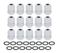 sourcing map 15Pcs PG11 Nylon Cable Glands, Waterproof Cord Grip Connector with Washer, Adjustable 5-10mm Wire Grommet Protectors with Gaskets and Locknut for Junction Box, White