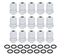 sourcing map 15Pcs PG7 Nylon Cable Glands, Waterproof Cord Grip Connector with Washer, Adjustable 3-6.5mm Wire Grommet Protectors with Gaskets and Locknut for Junction Box, White