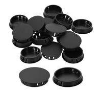 sourcing map 15Pcs Plastic Hole Plugs, 50mm(2") Flush Type Panel Plugs, Round Snap Knockout Locking Plugs for Furniture Insert End Caps Panels, Black