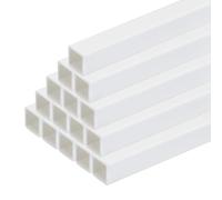 sourcing map 15pcs Plastic Model Tube ABS Square Tube 10x10x250mm White Easy Processing for Architectural Model Making DIY