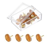 sourcing map 15Pcs Rhinestone Push Pins, 14mmx14mm Shiny Diamond Decorative Thumb Tacks Upholstery Tacks for Cork Board Bulletin Board Wall Hangings, Golden/Gold