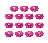 sourcing map 15Pcs Sequin Beaded Flowers Appliques, Handmade Paillette Crystal Applique Sewing Beaded Flower Applique for Dress Embellishments, Bags, Headband Decor, Rose Red