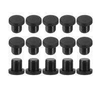 sourcing map 15Pcs Silicone Hole Plug, Waterproof Solid T-Shaped Rubber Stoppers Bottle Seal Tube Pipe Plug End Cap for 6.5mm/0.26" Hole for Bathtub Bottle, 0.28" Plug Height, Black