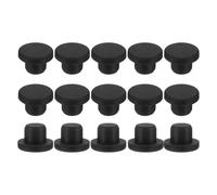 sourcing map 15Pcs Silicone Hole Plug, Waterproof Solid T-Shaped Rubber Stoppers Bottle Seal Tube Pipe Plug End Cap for 13mm/0.51" Hole for Bathtub Bottle, 0.39" Plug Height, Black