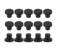 sourcing map 15Pcs Silicone Hole Plug, Waterproof Solid T-Shaped Rubber Stoppers Bottle Seal Tube Pipe Plug End Cap for 9mm/0.35" Hole for Bathtub Bottle, 0.35" Plug Height, Black