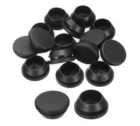 sourcing map 15pcs Silicone Rubber Hole Plugs, Arc Flat Bottle Bottle Hole Stoppers for 25-26mm Inner Snap in Type Locking Plug Cover for Furniture Accessory, Black