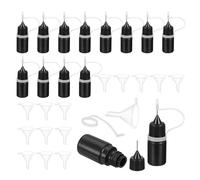 sourcing map 15Pcs Squeeze Bottle, 5ml/0.2oz Glue Tip Applicator Bottles Plastic Liquid Glue Bottle for Paper Crafts, Painting, Oil, Ink(Black, with 15 Funnel)