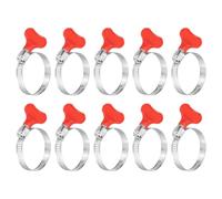 sourcing map 15Pcs Stainless Steel Hose Clamps Worm Gear Hose Clamp, 32-44mm(1-1/4" to 1-3/4") Adjustable Thumb Screw Key Type Clamps Fuel Line Clamps 8mm Bandwidth for Plumbing, Red