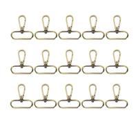 sourcing map 15Pcs Swivel Clasps, 1.5 Inch Oval Ring Lobster Clasp Claw Metal Push Gate Snap Hook for Purse Making Keychain Belt Strap, Brass