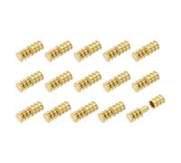 sourcing map 15Pcs Table Leaf Dowel Pin, 7.5x7.5x20mm Brass Table Top Leaf Alignment Pins Desk Bolt Sleeve Connectors for Furniture Cabinet Wooden Box, Gold Tone