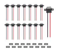 sourcing map 15Pcs Type-C Female Chassis Connector, 2 Pin Waterproof Pigtail Bare Wire Panel Mount Socket with Rubber Ring for DIY USB-C Charging Port Installation (Horizontal Terminal)