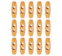 sourcing map 15pcs Wooden Toggle Buttons 30mm / 1.2" Double Hole Wood Olive Horn Sewing Buttons for Coat Sweaters Clothing DIY Craft, Beige