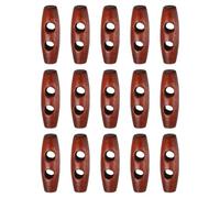 sourcing map 15pcs Wooden Toggle Buttons 30mm / 1.2" Double Hole Wood Olive Horn Sewing Buttons for Coat Sweaters Clothing DIY Craft, Red Coffee