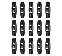 sourcing map 15pcs Wooden Toggle Buttons 30mm / 1.2" Double Hole Wood Olive Horn Sewing Buttons for Coat Sweaters Clothing DIY Craft, Black