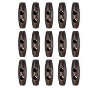 sourcing map 15pcs Wooden Toggle Buttons 30mm / 1.2" Double Hole Wood Olive Horn Sewing Buttons for Coat Sweaters Clothing DIY Craft, Dark Brown