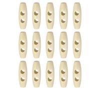 sourcing map 15pcs Wooden Toggle Buttons 35mm / 1.4" Double Hole Wood Olive Horn Sewing Buttons for Coat Sweaters Clothing DIY Craft, Natural Color