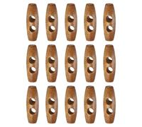 sourcing map 15pcs Wooden Toggle Buttons 35mm / 1.4" Double Hole Wood Olive Horn Sewing Buttons for Coat Sweaters Clothing DIY Craft, Light Brown