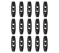 sourcing map 15pcs Wooden Toggle Buttons 40mm / 1.6" Double Hole Wood Olive Horn Sewing Buttons for Coat Sweaters Clothing DIY Craft, Black